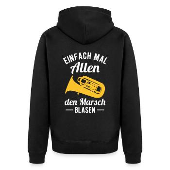 Tuba Marsch Tubist Musiker Orchester Blasmusik - Unisex Premium Bio Zip Hoodie - Schwarz - Hinten - Nico (187cm)