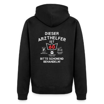 This medical assistant is 60. - Unisex Premium Organic Zip Hoodie - black - Back - Nico (187cm)