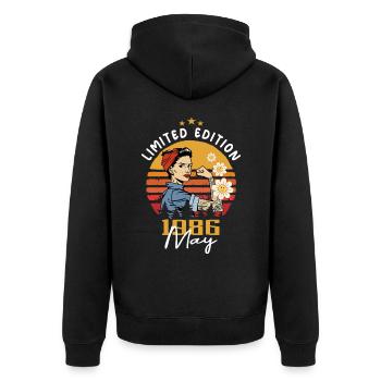 Légendaire depuis mai 1986 - mai 1986 Anniversaire 1986 - Veste à capuche bio Premium Unisexe - noir - Dos - Nico (187cm)
