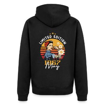 Legendär seit Mai 1967 - Mai 1967 Geburtstag 1967 - Unisex Premium Bio Zip Hoodie - Schwarz - Hinten - Nico (187cm)