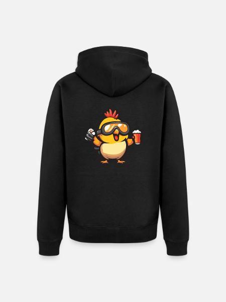 Chicken Après Ski Beer Comic - Unisex Premium Organic Zip Hoodie - black