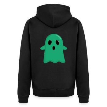 Grünes Gespenst - Unisex Premium Bio Zip Hoodie - Schwarz - Hinten - Nico (187cm)
