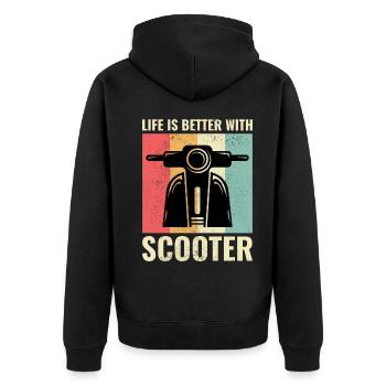 Roller Fahrer Roller Motorrad Vintage Retro - Unisex Premium Bio Zip Hoodie - Schwarz - Hinten - Nico (187cm)