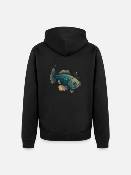 Funny Fish - Unisex Premium Organic Zip Hoodie - black