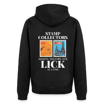 Stamp Collecting Collector Philatelist - Unisex Premium Organic Zip Hoodie - black - Back - Nico (187cm)