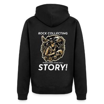 Gesteinssammelnder Mineralsammler Geologie-Fossil - Unisex Premium Bio Zip Hoodie - Schwarz - Hinten - Nico (187cm)