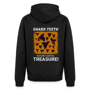 Haifischzähne Sammler Fossilienjagd Paläontologie - Unisex Premium Bio Zip Hoodie - Schwarz - Hinten - Nico (187cm)
