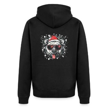 Koala Weihnachten Lustig - Unisex Premium Bio Zip Hoodie - Schwarz - Hinten - Nico (187cm)