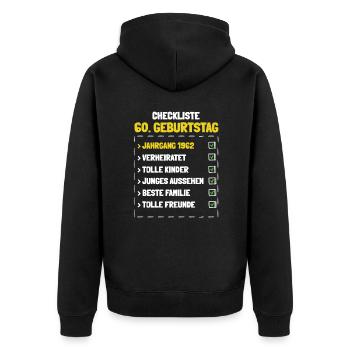 Ein Star wird 60 Jahre alt - Unisex Premium Bio Zip Hoodie - Schwarz - Hinten - Nico (187cm)