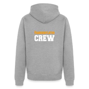 Fahrdienstleiter Crew Zug Fan - Unisex Premium Bio Zip Hoodie - Grau meliert - Hinten - Nico (187cm)