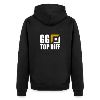 GG Top Diff Gamer Gaming - Unisex Premium Bio Zip Hoodie - Schwarz - Hinten - Nico (187cm)