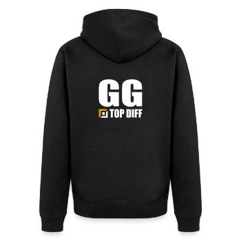 GG Top Diff Gamer Gaming - Unisex Premium Bio Zip Hoodie - Schwarz - Hinten - Nico (187cm)