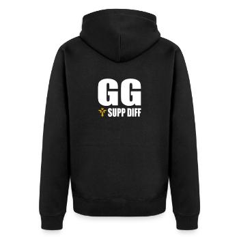 GG Supp Diff Gamer Gaming - Unisex Premium Bio Zip Hoodie - Schwarz - Hinten - Nico (187cm)