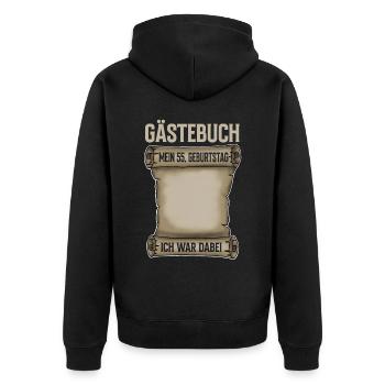 55. Geburtstag Gästebuch - Unisex Premium Bio Zip Hoodie - Schwarz - Hinten - Nico (187cm)