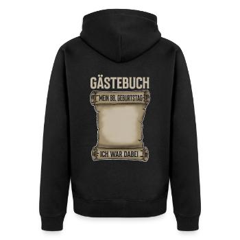 88. Geburtstag Gästebuch - Unisex Premium Bio Zip Hoodie - Schwarz - Hinten - Nico (187cm)