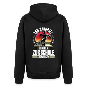Handball Handballer - Unisex Premium Bio Zip Hoodie - Schwarz - Hinten - Nico (187cm)