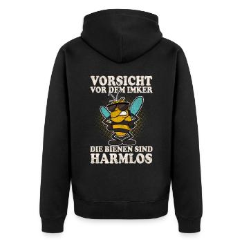 Imker Bienen Biene - Unisex Premium Bio Zip Hoodie - Schwarz - Hinten - Nico (187cm)