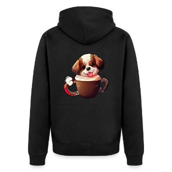 Show your love for dogs and coffee - Unisex Premium Organic Zip Hoodie - black - Back - Nico (187cm)