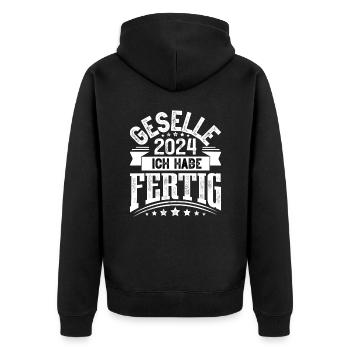 Geselle 2024 Gesellenprüfung - Unisex Premium Bio Zip Hoodie - Schwarz - Hinten - Nico (187cm)