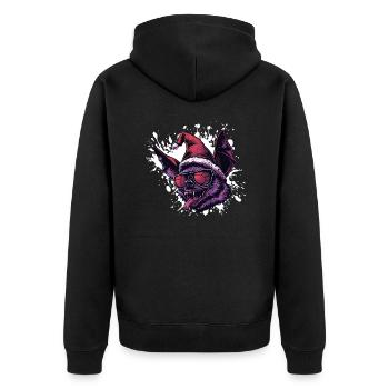 Fledermaus Weihnachten Lustig - Unisex Premium Bio Zip Hoodie - Schwarz - Hinten - Nico (187cm)