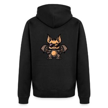 Fledermaus Cool Comic - Unisex Premium Bio Zip Hoodie - Schwarz - Hinten - Nico (187cm)