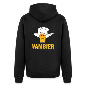 Vambier Halloween Bier Wortspiel Fledermaus Vampir - Unisex Premium Bio Zip Hoodie - Schwarz - Hinten - Nico (187cm)
