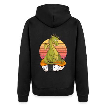 Sushi Drache - Unisex Premium Bio Zip Hoodie - Schwarz - Hinten - Nico (187cm)