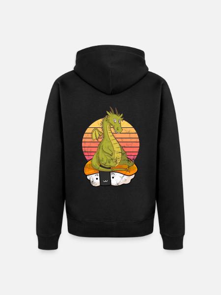 Sushi Drache - Unisex Premium Bio Zip Hoodie - Schwarz