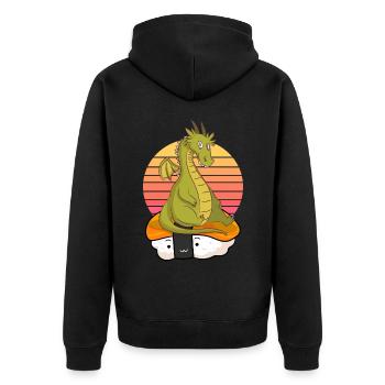 Sushi Drache - Unisex Premium Bio Zip Hoodie - Schwarz - Hinten - Nico (187cm)