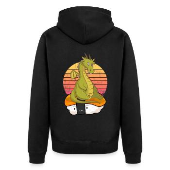 Sushi Drache - Unisex Premium Bio Zip Hoodie - Schwarz - Hinten - Nico (187cm)