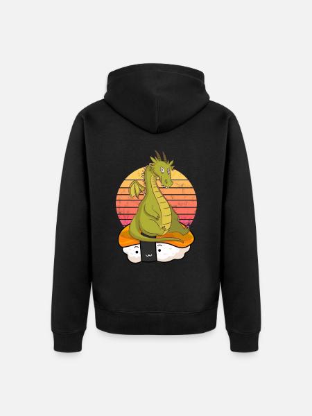 Sushi Drache - Unisex Premium Bio Zip Hoodie - Schwarz