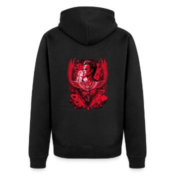 Valentine | Valentine's Day | Men's Fashion Design - Unisex Premium Organic Zip Hoodie - black - Back - Nico (187cm)
