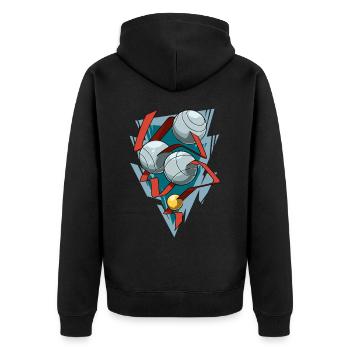 Petanque Boccia Boule Kugelspiel - Unisex Premium Bio Zip Hoodie - Schwarz - Hinten - Nico (187cm)