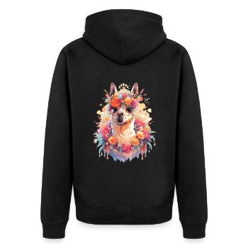 Lama - Unisex Premium Bio Zip Hoodie - Schwarz - Hinten - Nico (187cm)