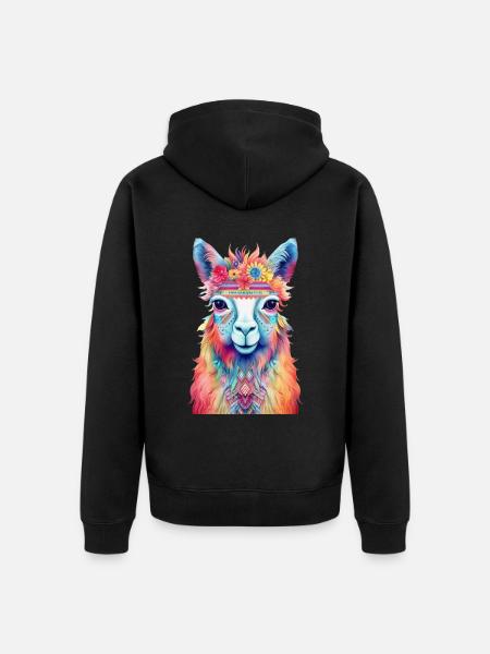 Lama - Unisex Premium Organic Zip Hoodie - black