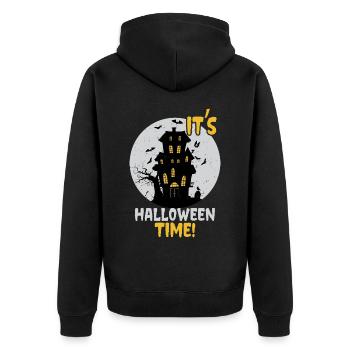 C’est l’heure d’Halloween: Maison hantée et château hanté - Veste à capuche bio Premium Unisexe - noir - Dos - Nico (187cm)
