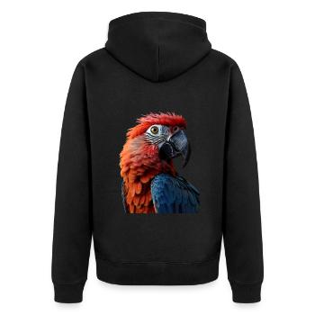 Papagei - Unisex Premium Bio Zip Hoodie - Schwarz - Hinten - Nico (187cm)