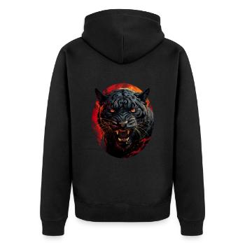 Panther - Unisex Premium Bio Zip Hoodie - Schwarz - Hinten - Nico (187cm)