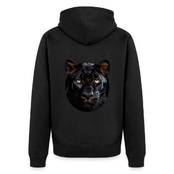 Panther - Unisex Premium Organic Zip Hoodie - black - Back - Nico (187cm)
