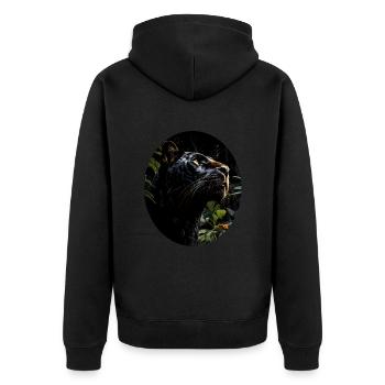 Panther - Unisex Premium Organic Zip Hoodie - black - Back - Nico (187cm)