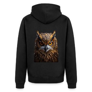 Eule - Unisex Premium Bio Zip Hoodie - Schwarz - Hinten - Nico (187cm)