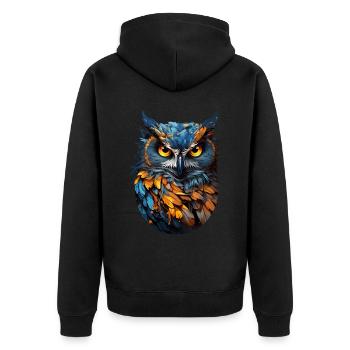 Eule - Unisex Premium Bio Zip Hoodie - Schwarz - Hinten - Nico (187cm)
