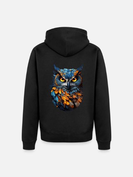 Eule - Unisex Premium Bio Zip Hoodie - Schwarz