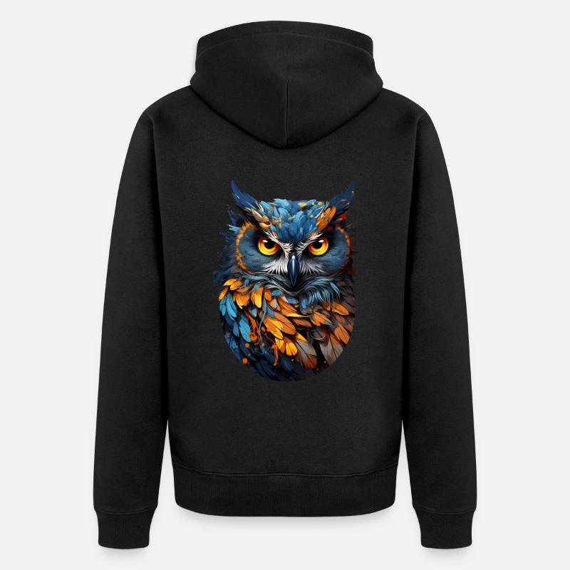 Eule - Unisex Premium Bio Zip Hoodie - Schwarz