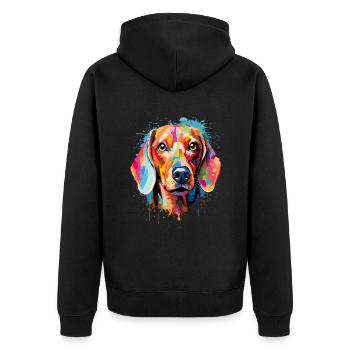 Dackel Colorful - Unisex Premium Bio Zip Hoodie - Schwarz - Hinten - Nico (187cm)