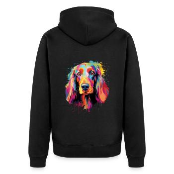 Cocker Spaniel Colorful - Unisex Premium Bio Zip Hoodie - Schwarz - Hinten - Nico (187cm)
