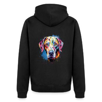 Dalmatiner Colorful - Unisex Premium Bio Zip Hoodie - Schwarz - Hinten - Nico (187cm)