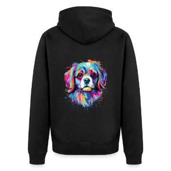 Pekingese Colorful - Unisex Premium Bio Zip Hoodie - Schwarz - Hinten - Nico (187cm)