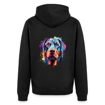 Rottweiler Colorful - Unisex Premium Bio Zip Hoodie - Schwarz - Hinten - Nico (187cm)
