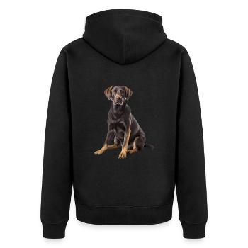Labrador - Unisex Premium Organic Zip Hoodie - black - Back - Nico (187cm)